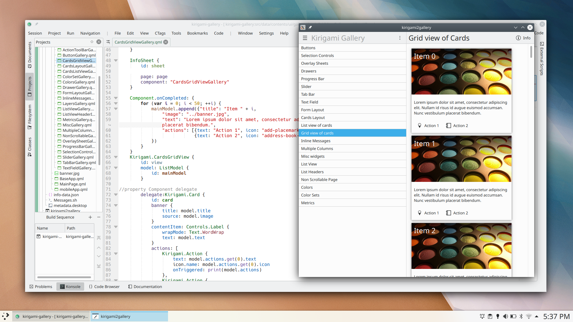 Kirigami application with source code