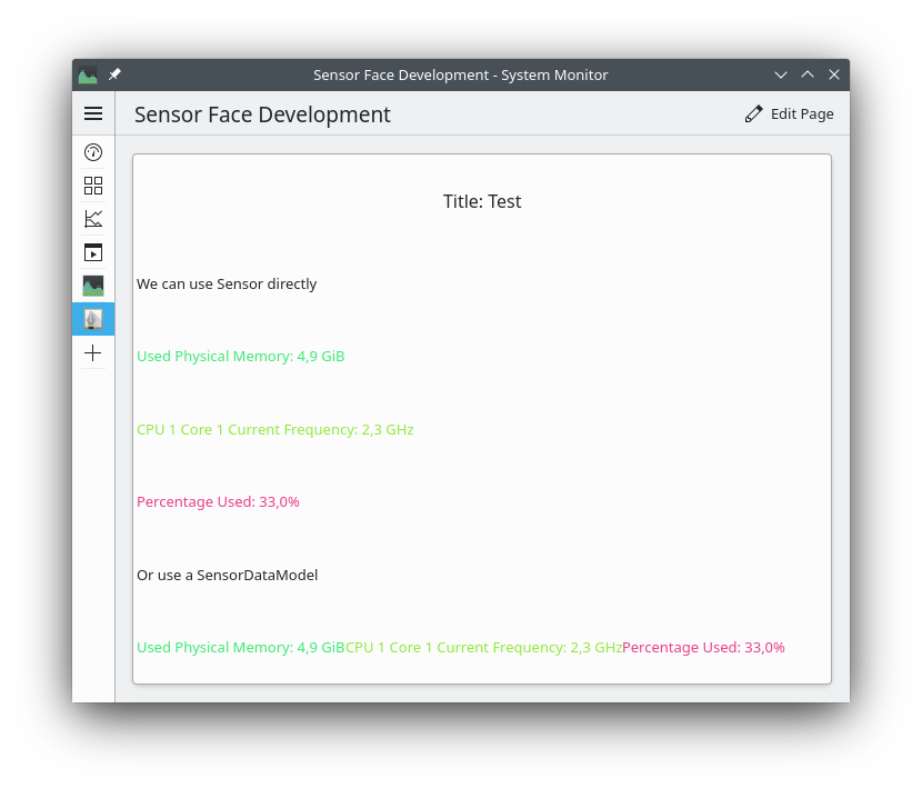 A sensor face using both methods to retrieve sensor data