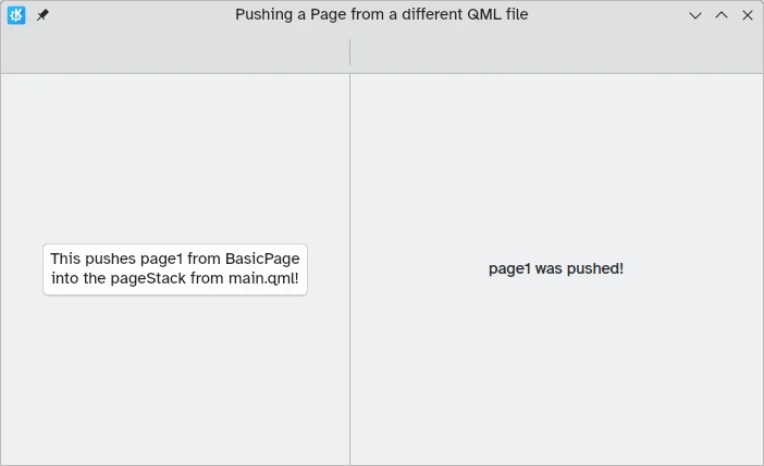 Clicking the button pushes a new page with help of applicationWindow